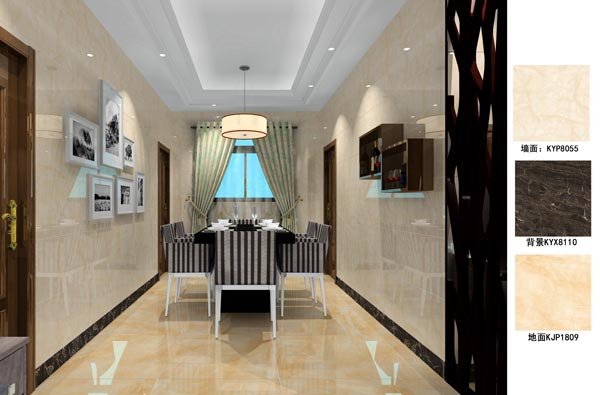 陶瓷一线品牌金艾陶瓷砖客餐厅效果图