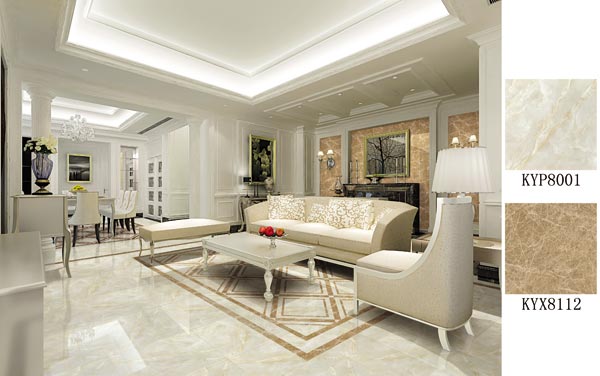 陶瓷一线品牌金艾陶瓷砖美式客厅效果图