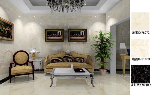 金艾陶瓷砖应用效果：徐州开元翡翠湾E户型装修效果鉴赏